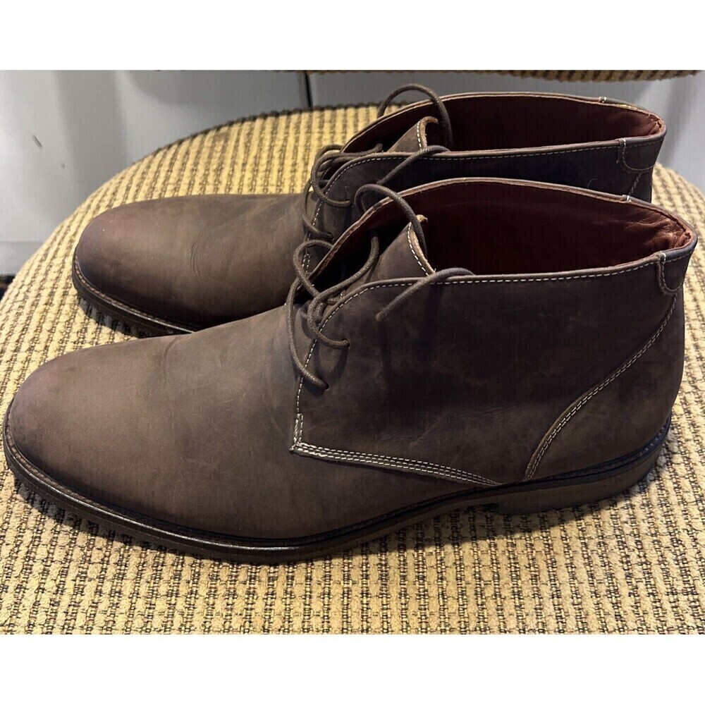 Johnston & Murphy Chukka Boots Brown Leather Men's Size‎ 13 M Sheep Skin 25-1870